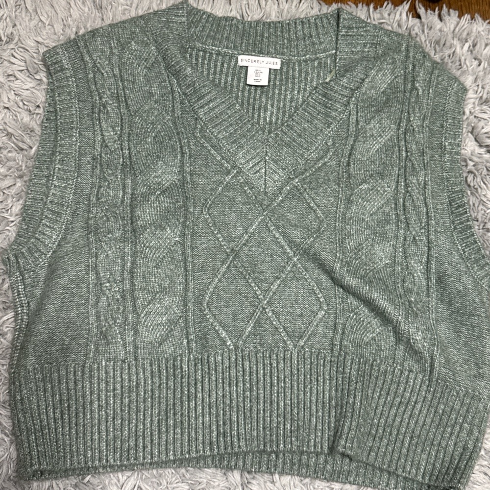 Vineyard Vines Women's Green Cable Knit Sweater Vest